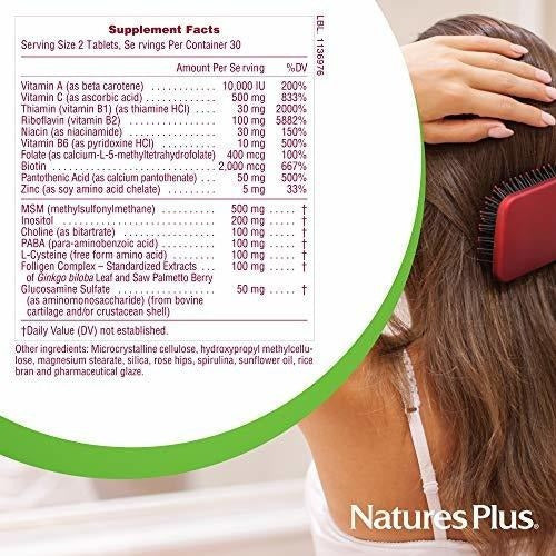 Natures Plus Ultra Hair Plus - 500 Mg Msm, 60 Tabletas