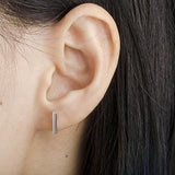 Minimalista Bar Pendientes Espárragos Plata de Ley