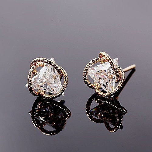 Heypin Triángulo Geométrico Zirconia Cúbica Aretes De Oro