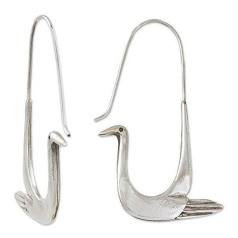 Pendientes De Aro Con Diseño De Pájaro De Plata 0.925