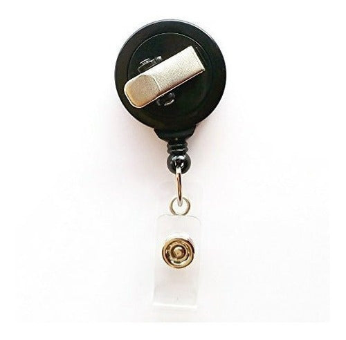 Carrete de insignia negro con clip de resorte