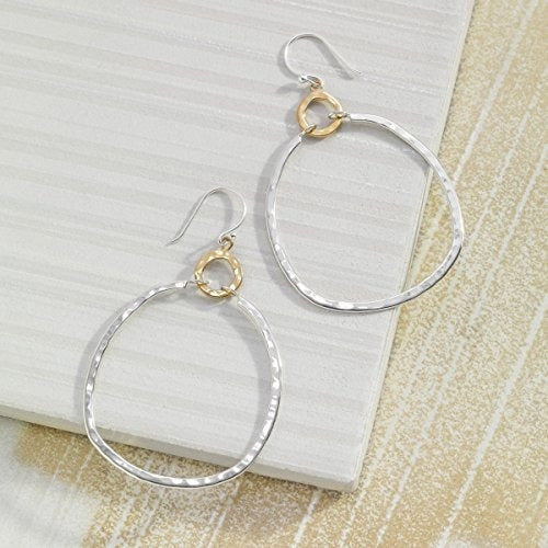 Aretes colgantes de doble círculo De Latón