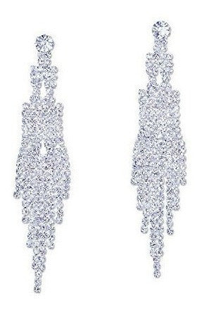 Pendientes De Boda De Plata Con Cadena