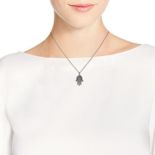 Collar de plata esterlina Mano de Fátima con mal de ojo