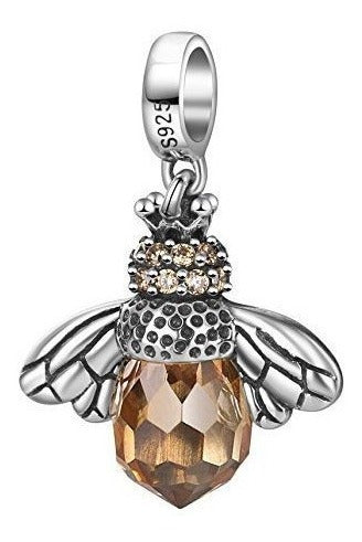 Los Encantos De Abeja Con Cz Stone Plata Esterlina 925