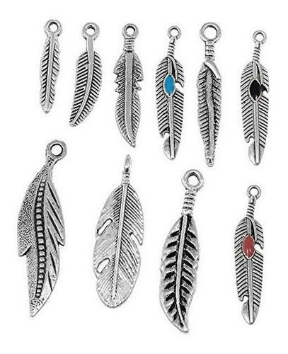 Colgante tibetano de plata tipo plumas
