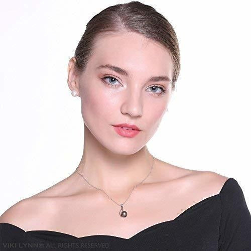 Collar con colgante de perla negra de 9-10mm