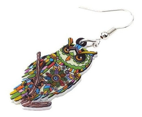Sweet Dangle Owl Pendientes Acrílico Arte Bird Drop