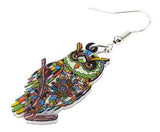 Sweet Dangle Owl Pendientes Acrílico Arte Bird Drop