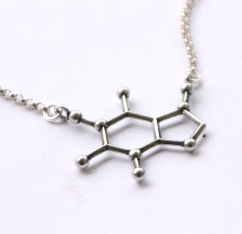 Collar Moldeado De La Molécula De Cafeína De Plata Esterlina