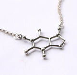 Collar Moldeado De La Molécula De Cafeína De Plata Esterlina