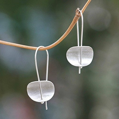 Novica Acabado Satinado Cepillado Redondo 925 Pendientes