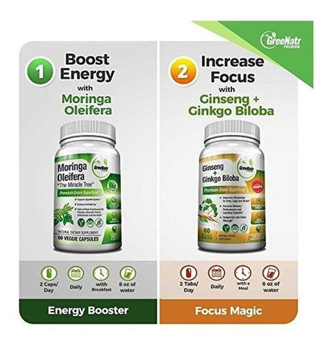 Paquete Focus + Energy | Tabletas De Panax Ginseng Y Ginkgo