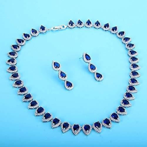 Pendientes de collar de novia con lágrima de zirconia