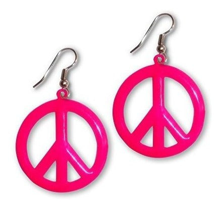 Pendientes Colgantes Grandes De Neón Rosa Fuerte Con Signo
