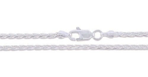 Cadena De Trigo De Plata De Ley Con Corte De Diamante 2 Mm