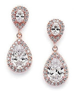 Mariell Dainty 14k Oro rosa Zirconia Cúbica Halo Lágrima