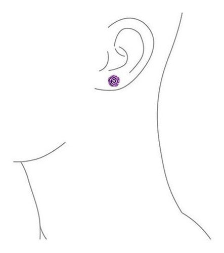 Pendientes De Flores De Color Púrpura Lavanda 3d Craved Para