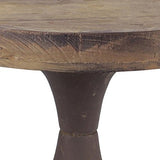 Bandeja De Pedestal De Madera Y Metal Natural Desgastado
