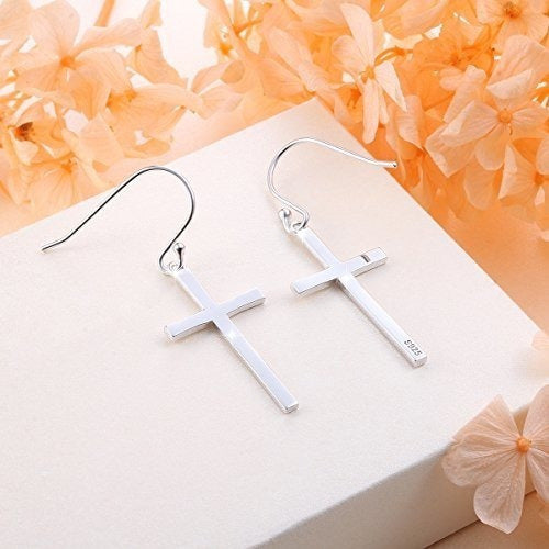 S925 Joyas De Plata Esterlina Pendientes Colgantes Cruzados