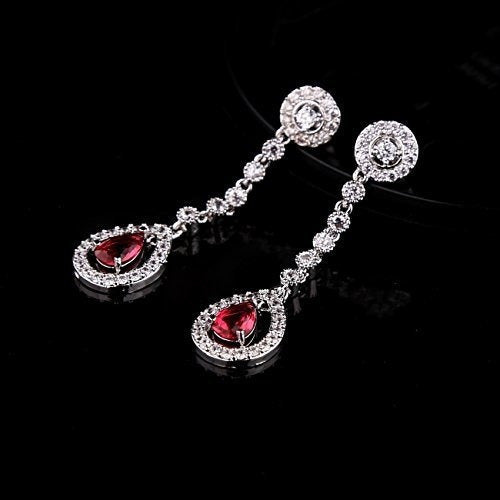 Set Collar + Pendientes bañado en plata con Rubi Rojo