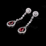 Set Collar + Pendientes bañado en plata con Rubi Rojo