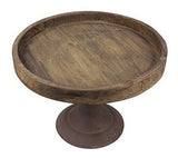 Bandeja De Pedestal De Madera Y Metal Natural Desgastado