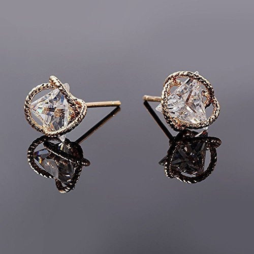Heypin Triángulo Geométrico Zirconia Cúbica Aretes De Oro