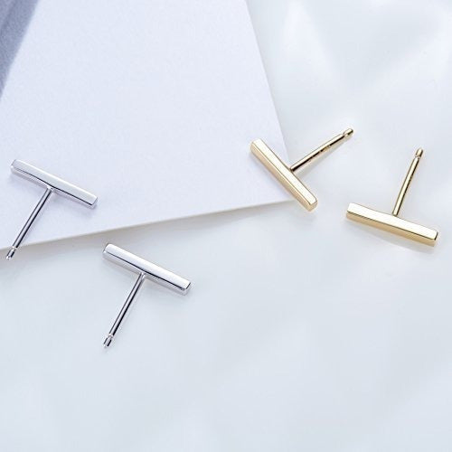 Minimalista Bar Pendientes Espárragos Plata de Ley