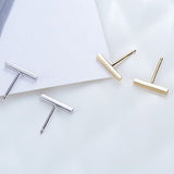 Minimalista Bar Pendientes Espárragos Plata de Ley