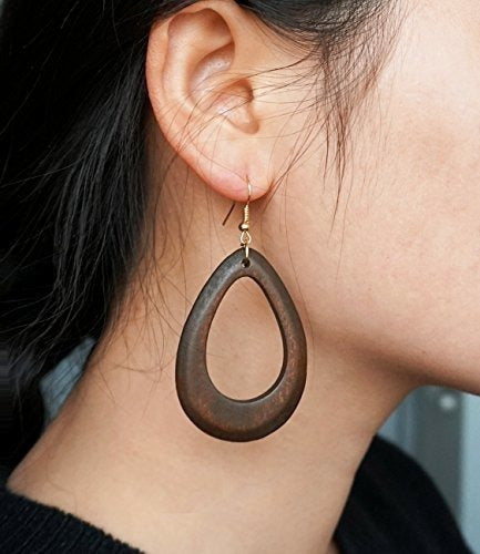 Pendientes De Madera Natural Wowanoo Pendientes Geométricos