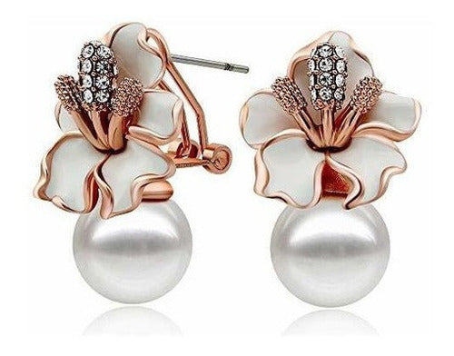Aretes De Perlas Y Flores De Kemstone Aretes De Perlas