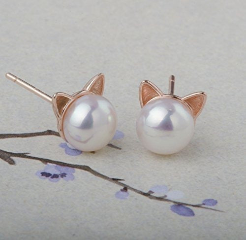 Pendientes de oreja de gato chapados en oro rosa