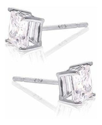 Square Princess Cut 5mm Blanco Cubic Zirconia .925 Sterling