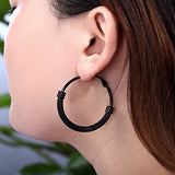 Prosteel Pendientes De Aro Negro Para Mujer Círculo