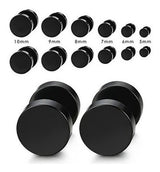 Lieblich Negro Stud Pendientes Hombres Mujeres Faux Gauges