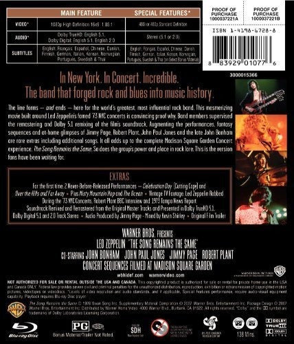 Led Zeppelin: La Canción Sigue Siendo La Misma [blu-ray]