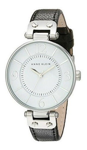 Reloj De Mujer De Cuero Plateado Y Tono Negro