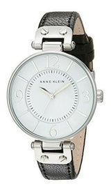 Reloj De Mujer De Cuero Plateado Y Tono Negro