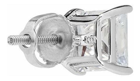 Pendientes Sólidos De Oro Blanco De 14k Princesa