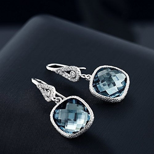 Pendientes De Plata Esterlina Con Aguamarina