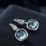 Pendientes De Plata Esterlina Con Aguamarina