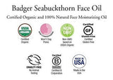 Aceite facial Badger Seabuckthorn - Botella De Vidrio De 1 Oz