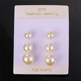 Mujeres Moda Perla Stud Pendientes Set Acero Quirúrgico