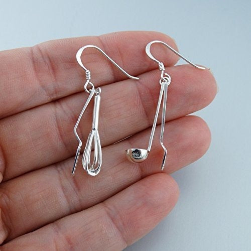 Aretes Con Utensilios De Cocina De Plata Esterlina