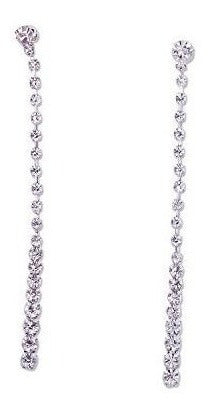 Pendientes Largos De Cristal Plateado