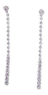 Pendientes Largos De Cristal Plateado