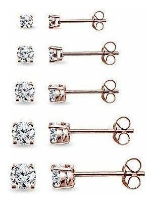 Juego De 5 Pares De Aretes Redondos De Circonita Cúbica