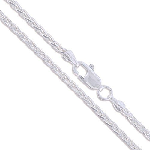 Cadena De Trigo De Plata De Ley Con Corte De Diamante 2 Mm