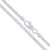 Cadena De Trigo De Plata De Ley Con Corte De Diamante 2 Mm